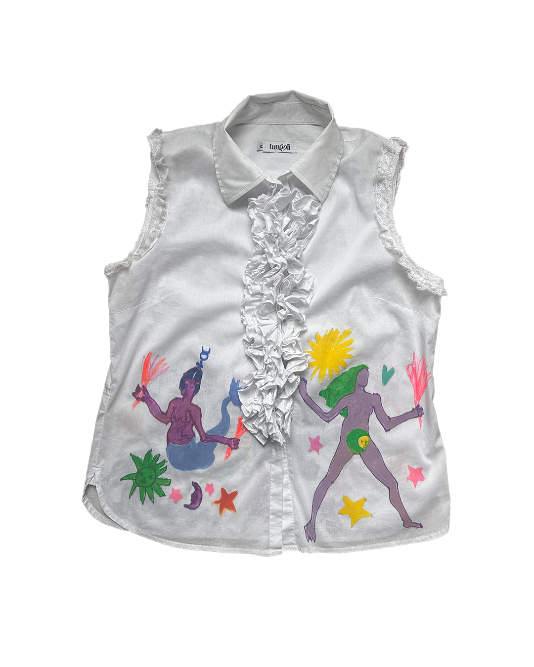 Claudia - Upcycled Handpainted Sleeveless Blouse