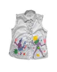 Claudia - Upcycled Handpainted Sleeveless Blouse