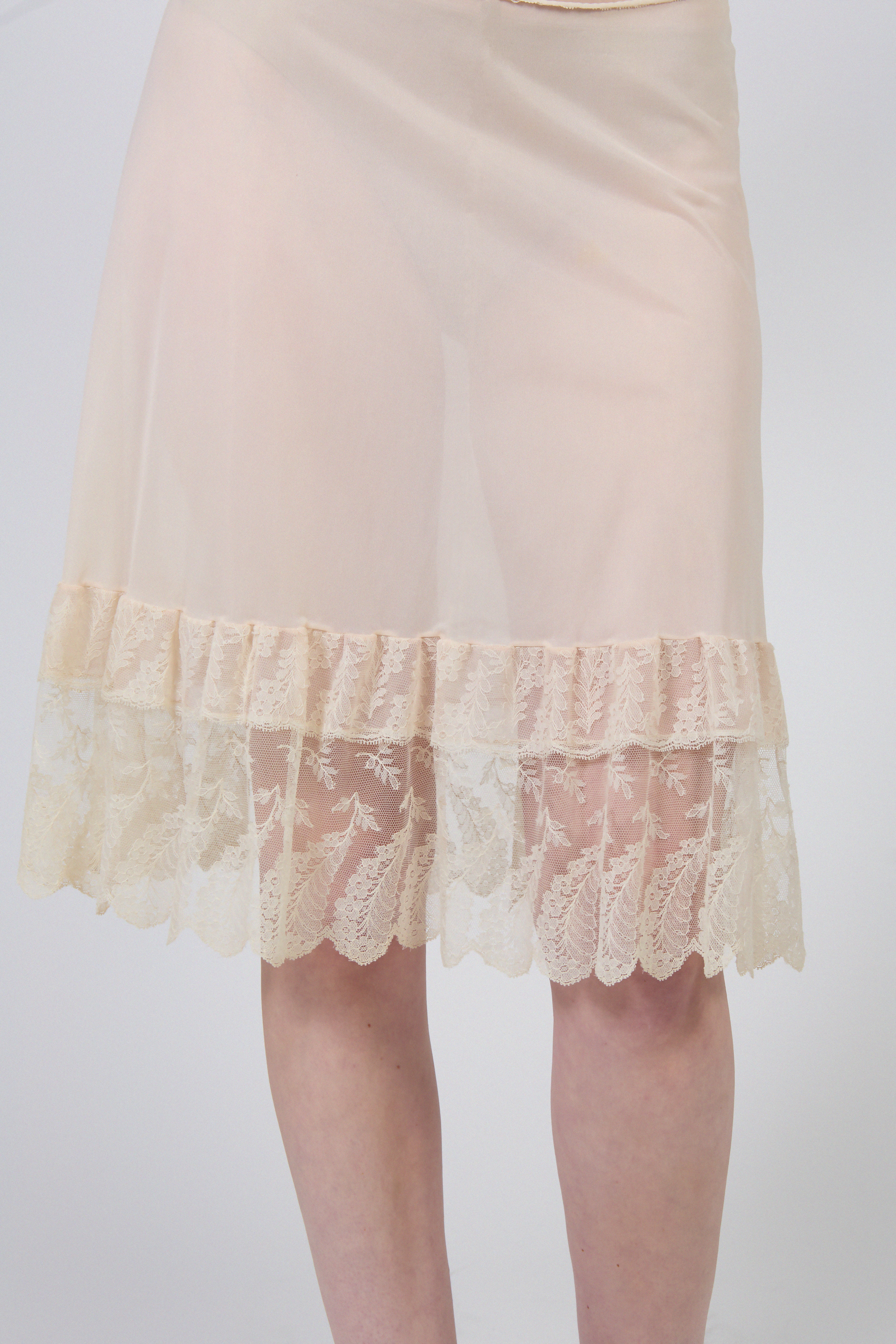 Lorraine – Sheer Mesh Skirt with Vintage Lace Trim