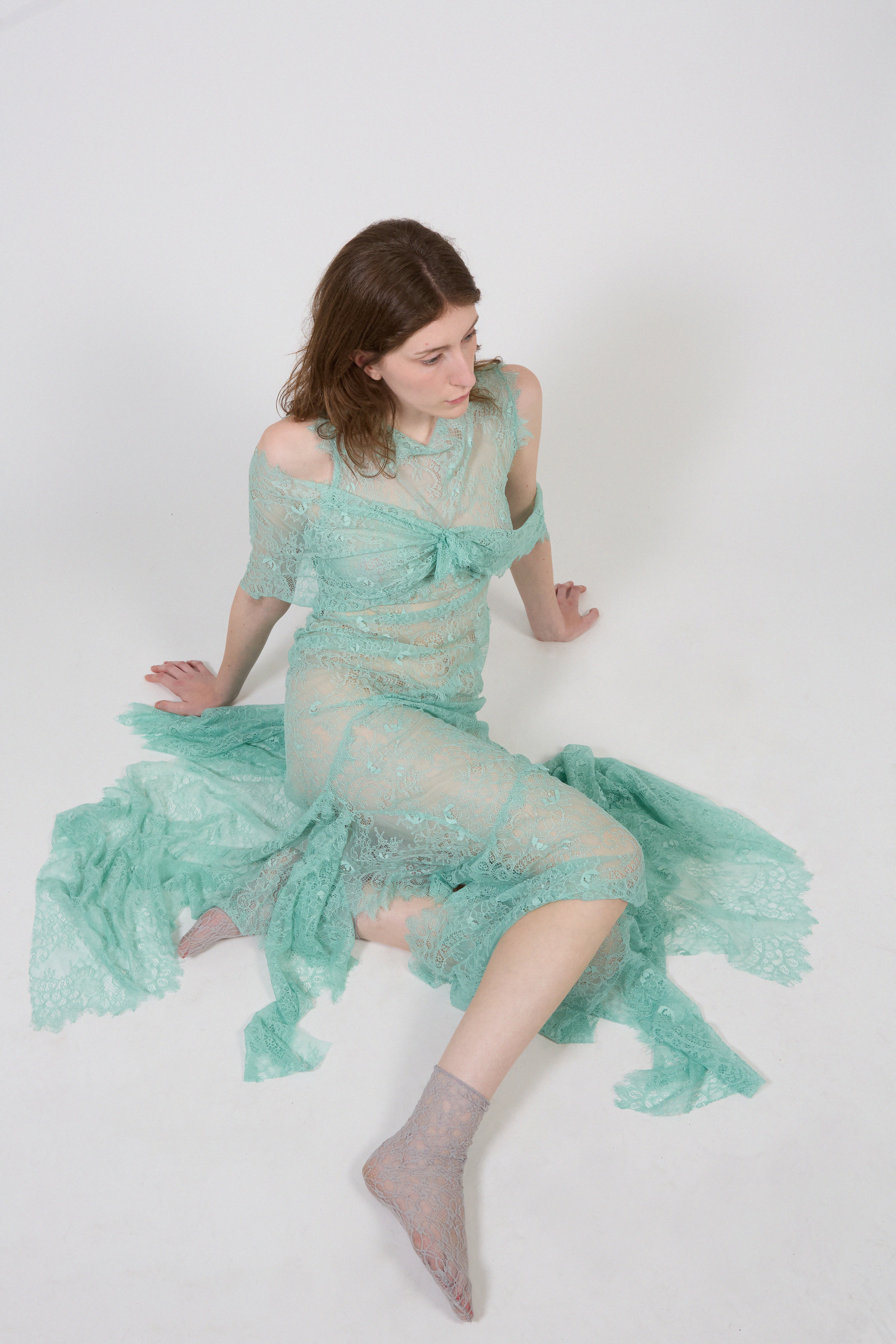 Angela - Asymmetric Lace Dress