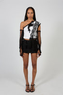Luna – Upcyled One Shoulder T–Shirt