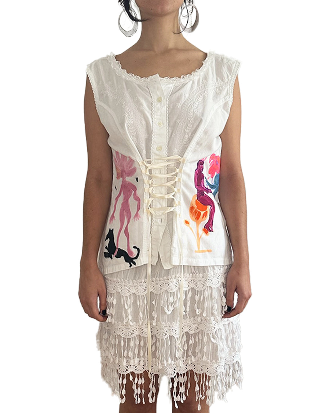 Callista - Upcycled Handpainted Top