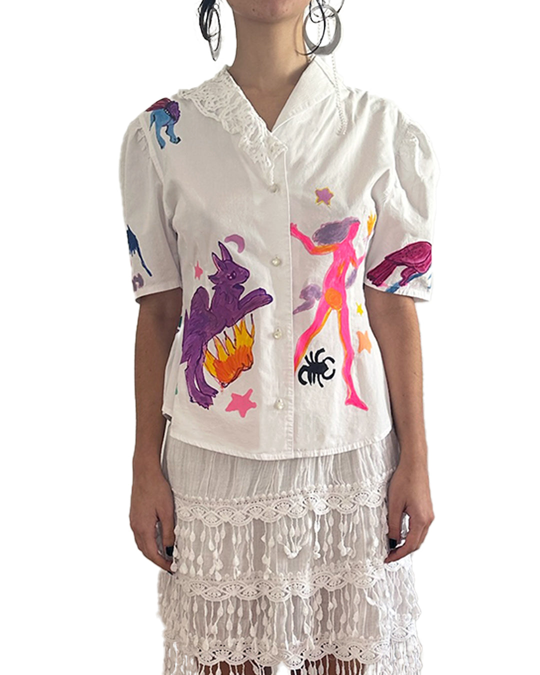 Casimir - Upcycled Handpainted Blouse