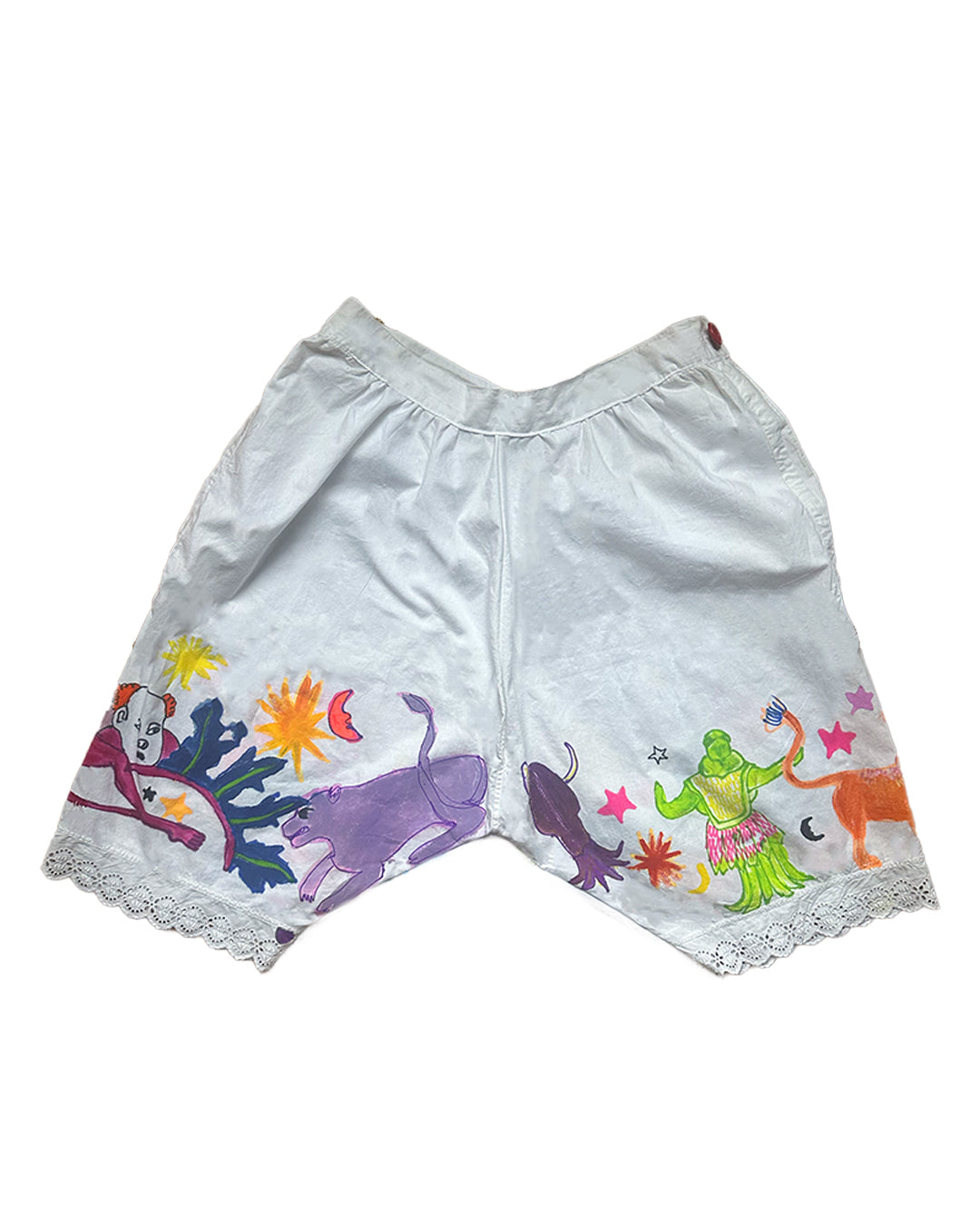 Clarice - Upcycled Handpainted Shorts