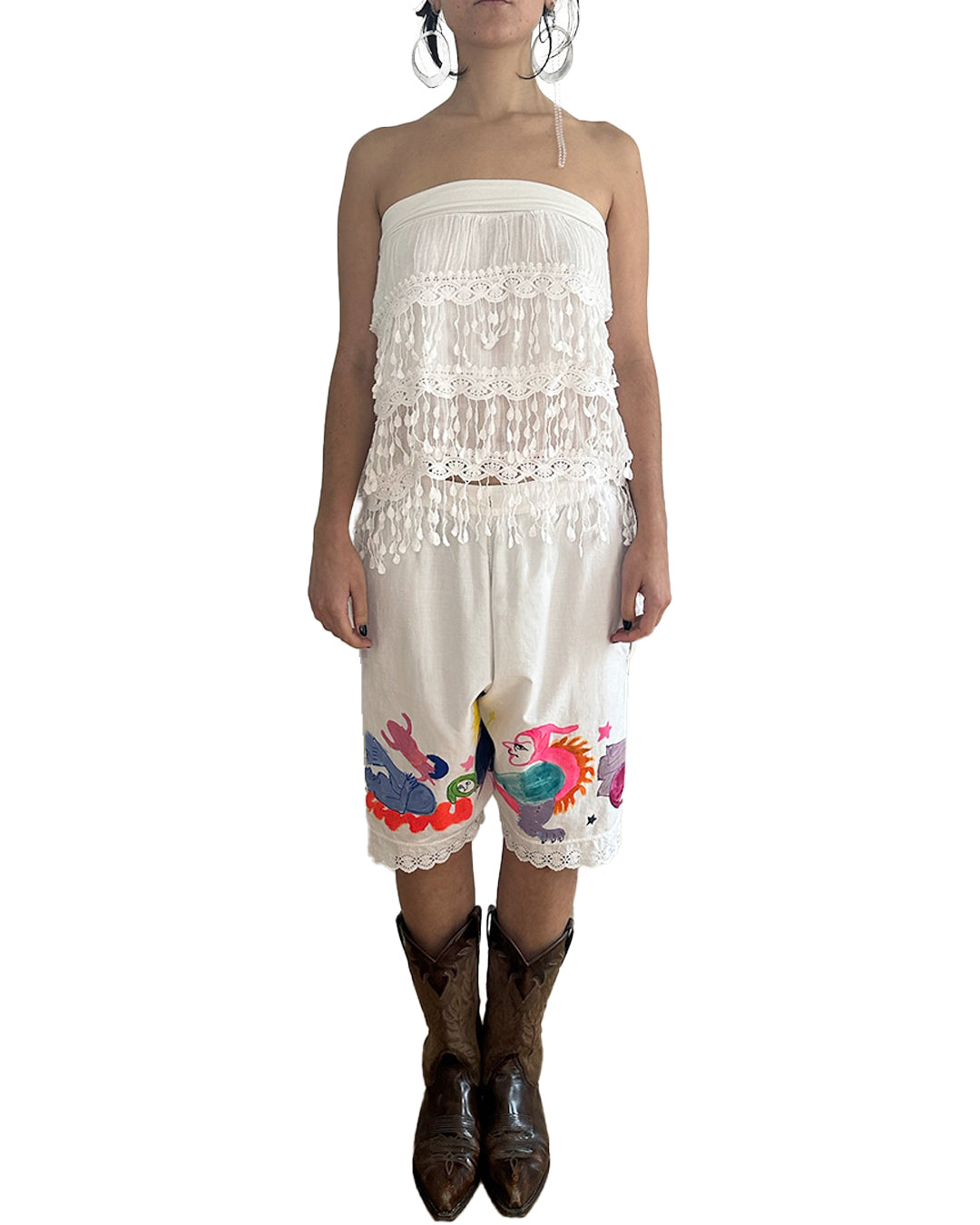 Clarice - Upcycled Handpainted Shorts