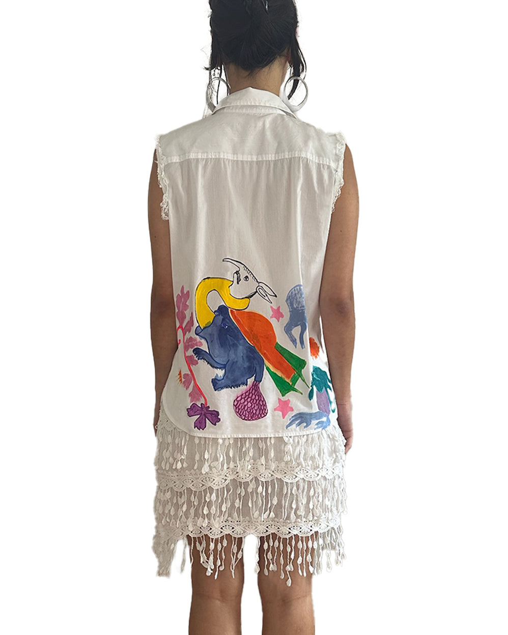 Claudia - Upcycled Handpainted Sleeveless Blouse