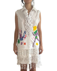 Claudia - Upcycled Handpainted Sleeveless Blouse