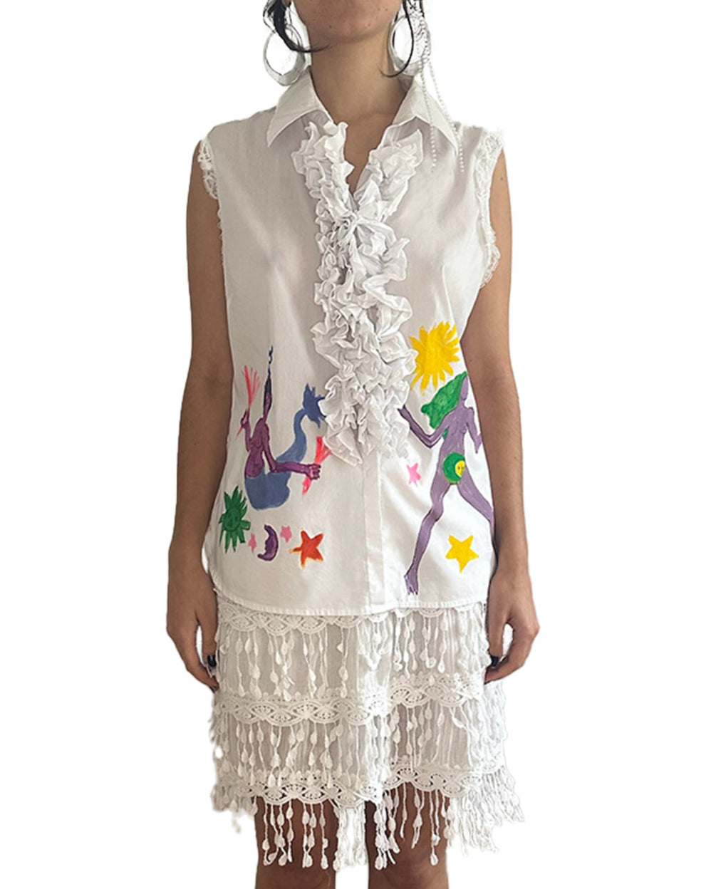 Claudia - Upcycled Handpainted Sleeveless Blouse