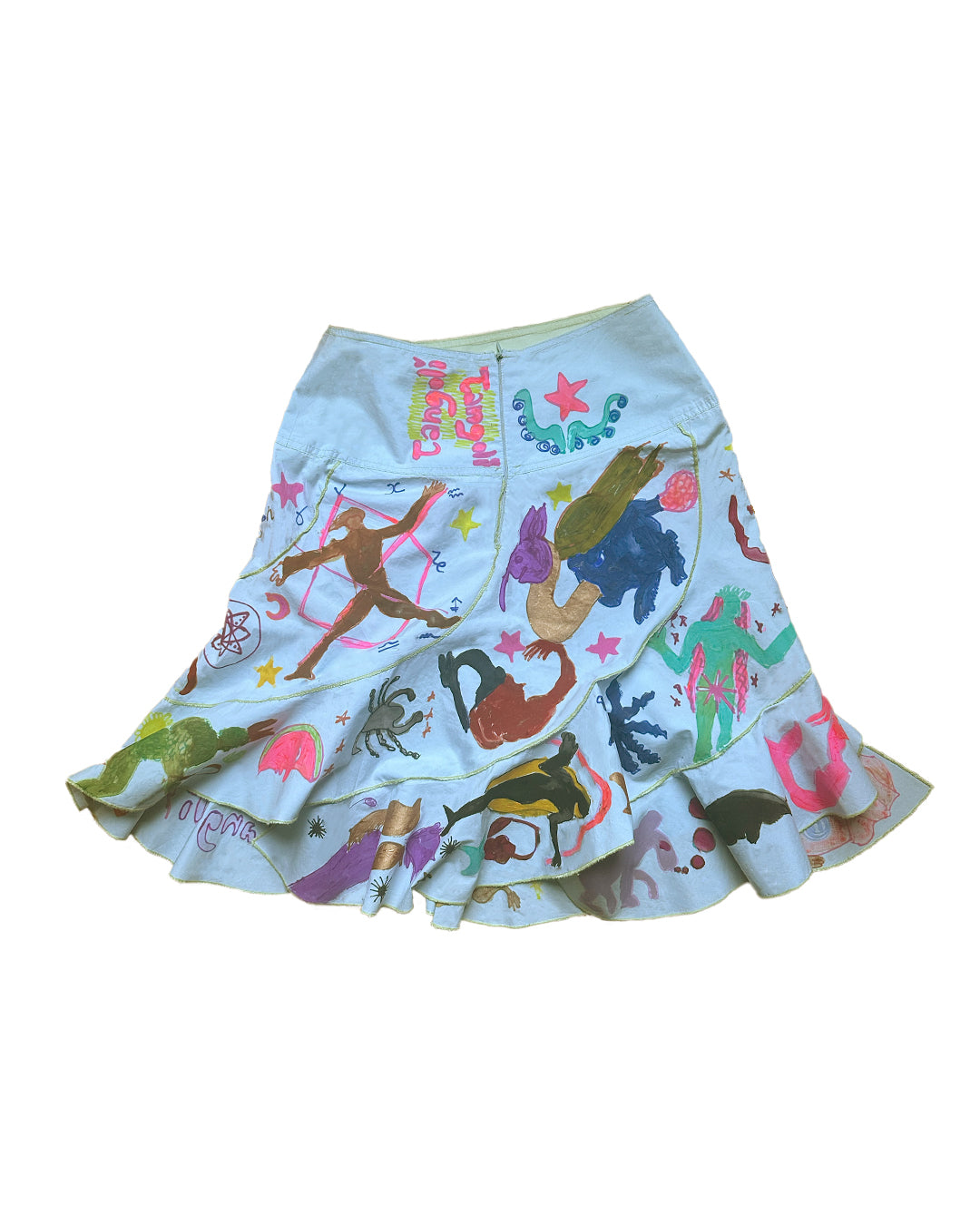 Crescentia - Upcycled Handpainted Flared Skirt