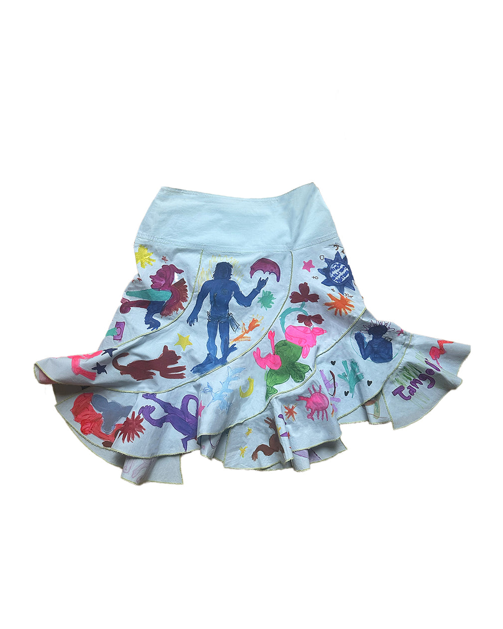 Crescentia - Upcycled Handpainted Flared Skirt