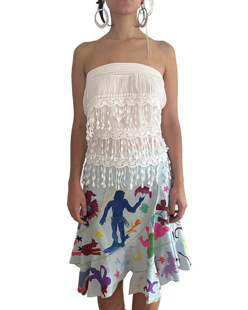 Crescentia - Upcycled Handpainted Flared Skirt